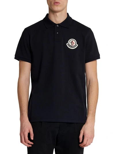 Shop Moncler Logo Polo In Black