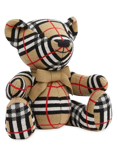 Shop Burberry Check Wool Thomas Bear In Archive Beige