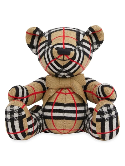 Shop Burberry Check Wool Thomas Bear In Archive Beige