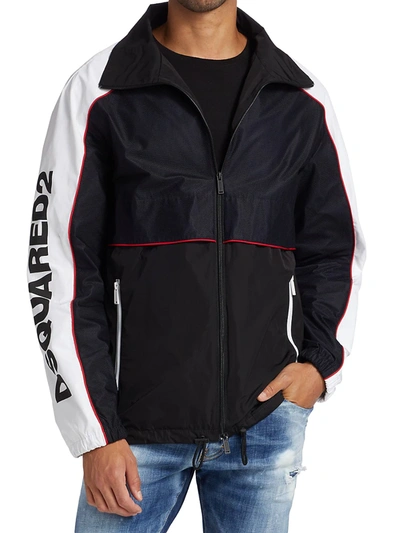 Shop Dsquared2 Mockneck Motorcycle Bomber Combo Jacket In Black