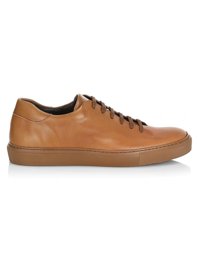 Shop Saks Fifth Avenue Men's Collection Low-top Leather Sneakers In Tan