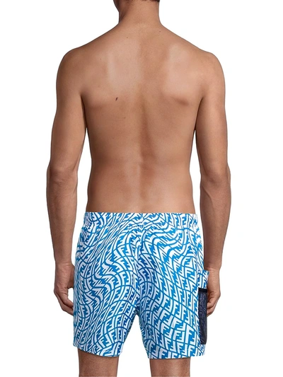 Shop Fendi Vertigo Print Swim Trunks In Rondo