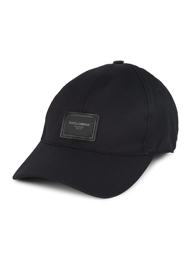 Shop Dolce & Gabbana Men's Logo Branded Plate Baseball Cap In Dark Blue