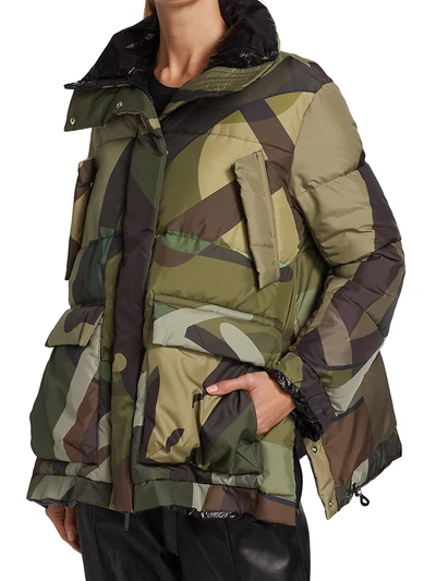 Shop Sacai X Kaws Print Blouson Jacket In Camouflage