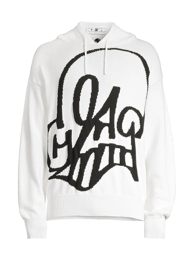 Shop Off-white X Katsu Knit Hoodie In White Black