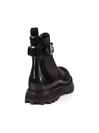 Shop Dolce & Gabbana Men's Bernini Logo Buckle Chelsea Boots In Nero