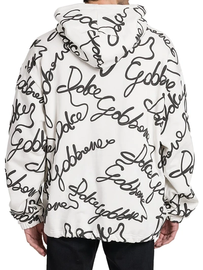 Shop Dolce & Gabbana Men's Script Logo-print Hoodie In White