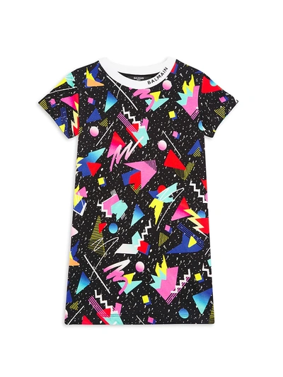 Shop Balmain Little Girl's & Girl's 4-16 Graffiti Pop T-shirt Dress In Black