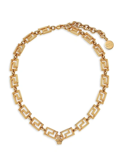 Shop Versace Women's Greca Goldtone Link Necklace