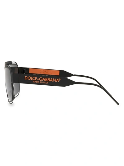 Shop Dolce & Gabbana Men's Metal Aviator Sunglasses In Solid Black