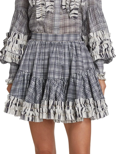 Shop Aje Memento Plaid Mini Skirt In Black White Check