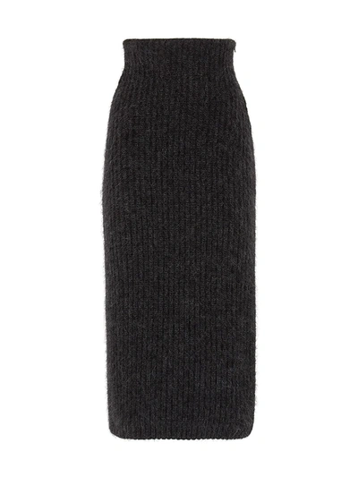 Shop Fendi Ribbed Mohair Skirt In Jezebel