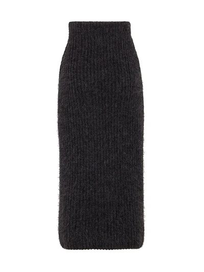 Shop Fendi Ribbed Mohair Skirt In Jezebel