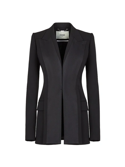 Shop Fendi Women's Structured Wool Jacket In Black