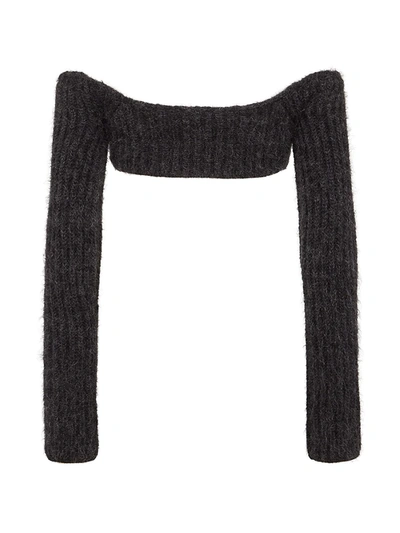 Shop Fendi Ribbed Mohair Crop Top In Promise
