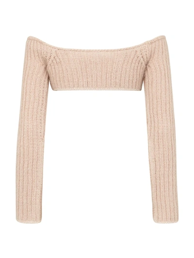 Fendi Ribbed Off-the-shoulder Bandeau Crop Top In Pink | ModeSens