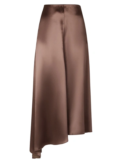 Shop Fendi Asymmetric Satin Skirt In Taboo