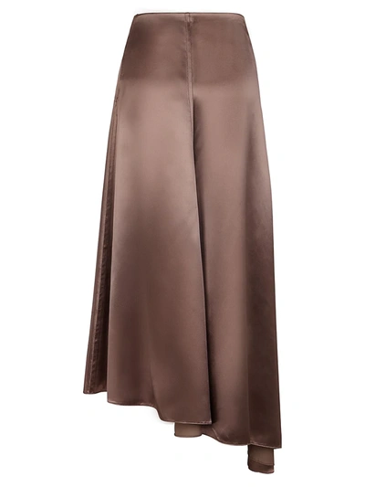 Shop Fendi Asymmetric Satin Skirt In Taboo