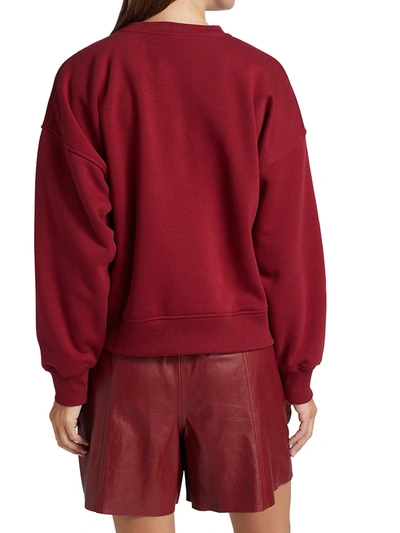 Shop Gestuz Organic Cotton Crewneck Sweatshirt In Red Rhubarb