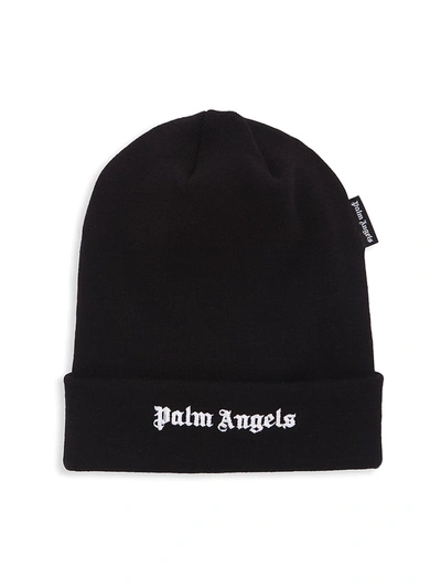 Shop Palm Angels Embroidered Logo Beanie In Black
