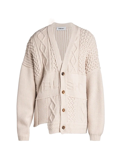 Shop Ambush Men's Patchwork Knit Logo Cardigan In Birch