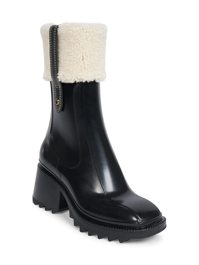 Shop Chloé Women's Betty Shearling-trim Rain Boots In Black