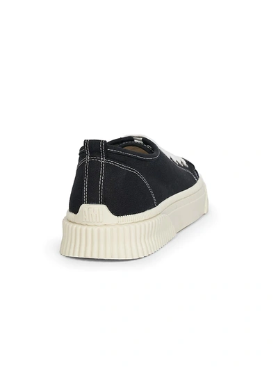 Shop Ami Alexandre Mattiussi Men's Classic Low-top Cotton Sneakers In Black