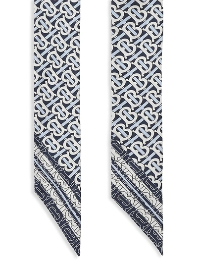 Shop Burberry Exclusive Tb Monogram Skinny Scarf In Cobalt Blue