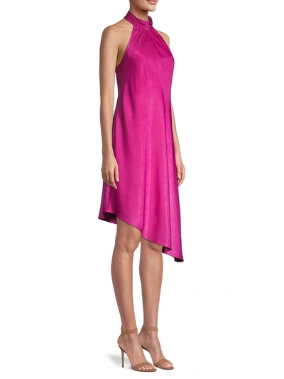 Shop Aidan Mattox Halter Swing Dress In Tropical Fuchsia