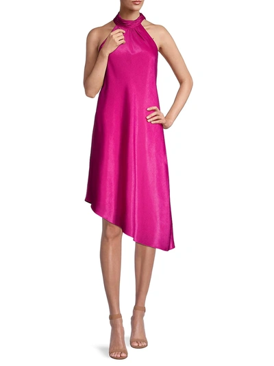 Shop Aidan Mattox Halter Swing Dress In Tropical Fuchsia