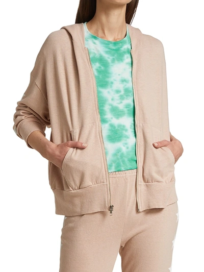 Shop Monrow Women's Boxy Zip-up Hoodie In Taupe