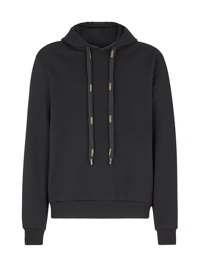 Shop Fendi Jersey Hoodie Sweatshirt In Black