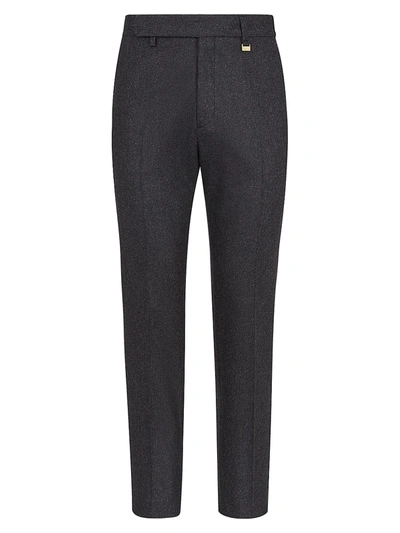 Shop Fendi Wool Dress Pants In Grey