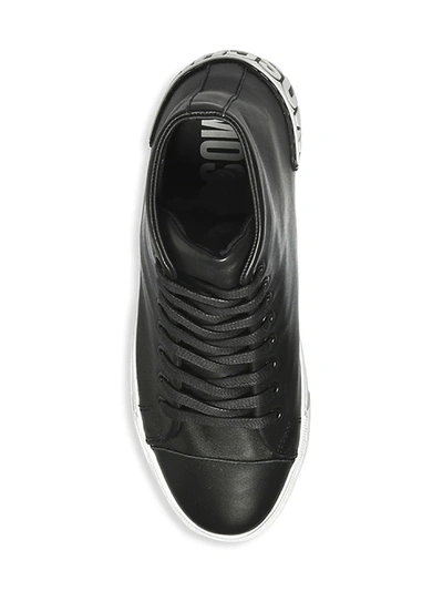Shop Moschino Men's M. Logo Leather Sneakers In Nero