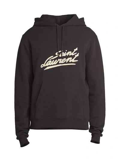 Shop Saint Laurent Graphic Logo Hoodie In Black
