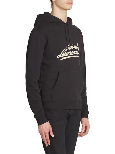 Shop Saint Laurent Graphic Logo Hoodie In Black