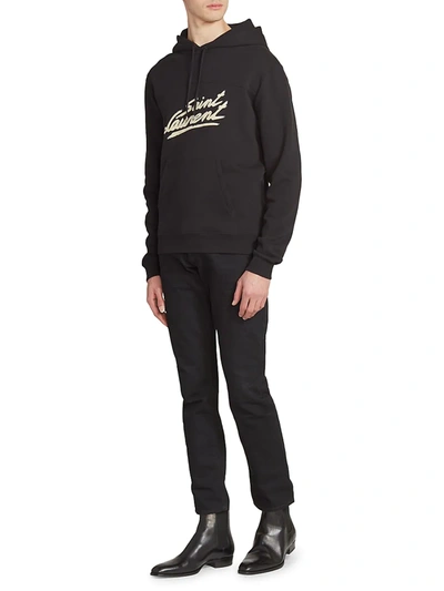 Shop Saint Laurent Graphic Logo Hoodie In Black