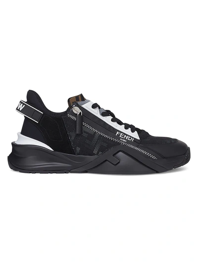 Shop Fendi Men's Flow Ff Side-zip Sneakers In Black