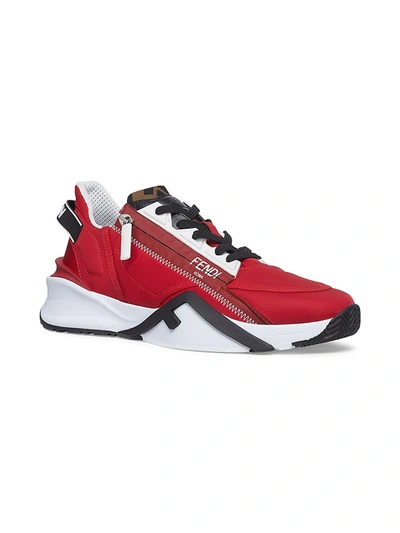 Shop Fendi Flow Side-zip Sneakers In Red Tobacco Black