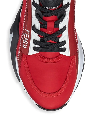 Shop Fendi Flow Side-zip Sneakers In Red Tobacco Black