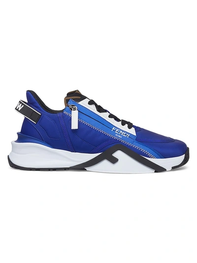 Shop Fendi Flow Side-zip Sneakers In Blue Neon