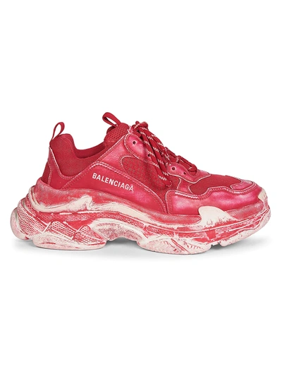 Balenciaga Distressed Triple S Faded Sneaker In Red | ModeSens