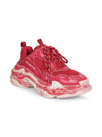 Balenciaga Distressed Triple S Faded Sneaker In Red | ModeSens