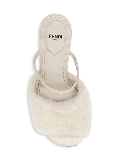 Shop Fendi First Shearling High-heel Sandals In Milk