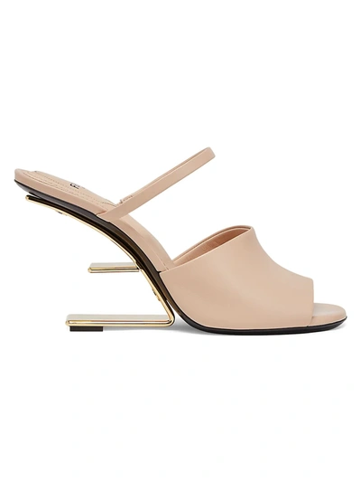 Shop Fendi First Leather High-heel Sandals In Poudre