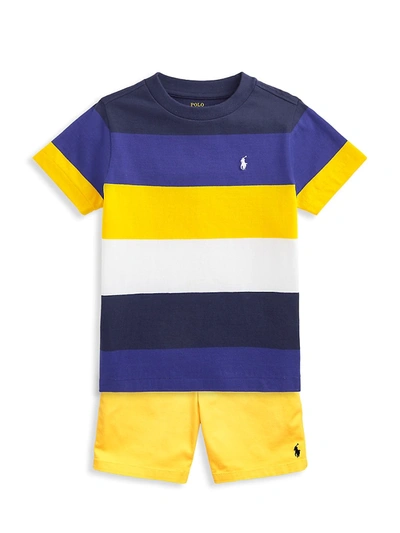 Shop Polo Ralph Lauren Little Boy's & Boy's Striped Cotton Jersey Tee In Neutral