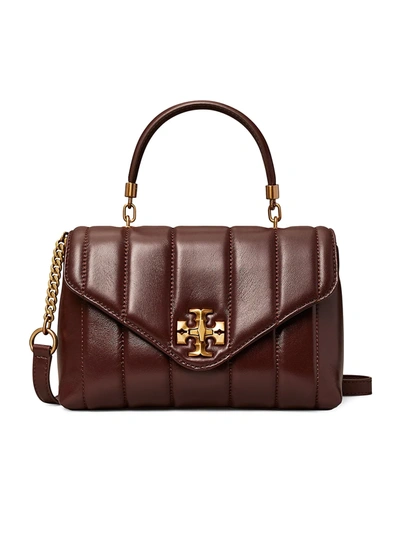 Shop Tory Burch Small Kira Leather Top Handle Satchel In Tempranillo