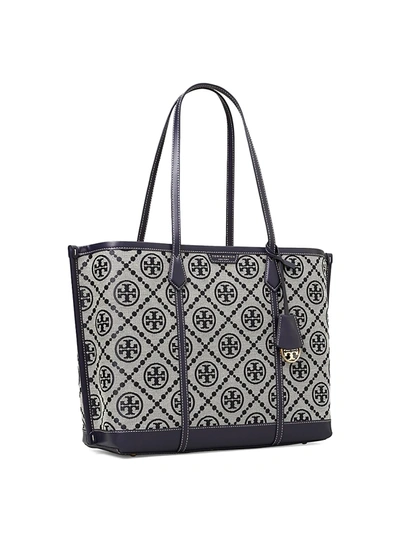 Shop Tory Burch Women's Perry T Monogram Jacquard Triple-compartment Tote In Tory Navy