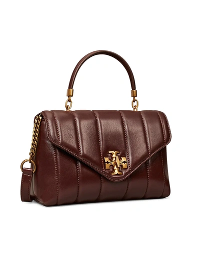 Shop Tory Burch Small Kira Leather Top Handle Satchel In Beeswax