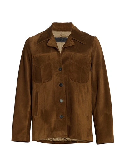 Shop Nili Lotan Dominic Calfskin Leather Jacket In Burnt Umber